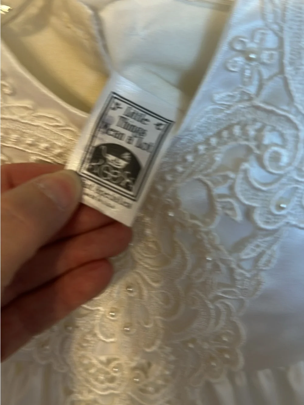White Satin Lace-Trim Kids christining  Dress